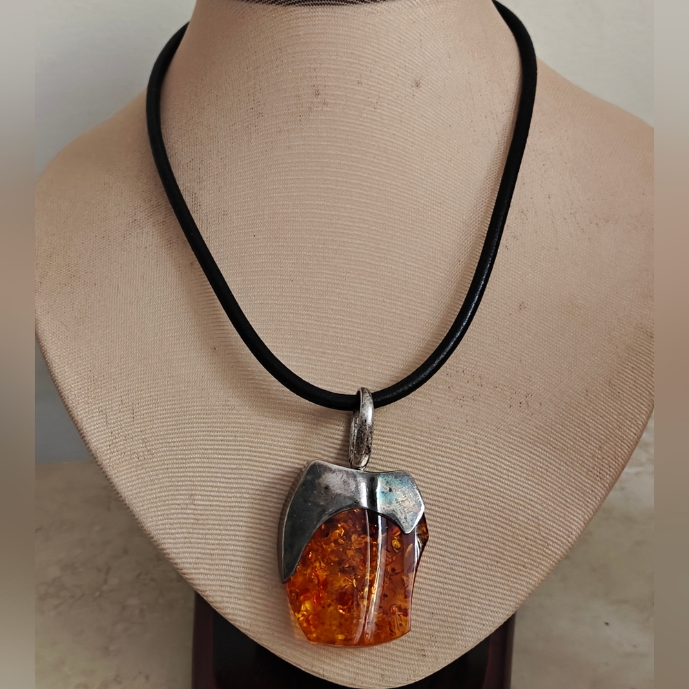 Genuine Baltic Amber Pendant Necklace